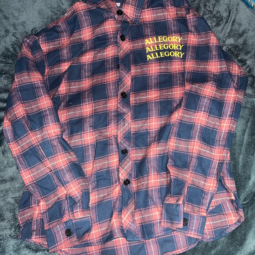 One Piece Anime Plaid Button-Up Shirt, Flannel by Allegory size L